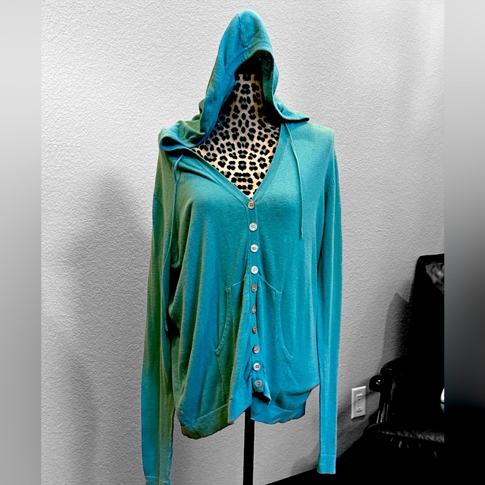 Turquoise medium, long tall, Sally lightweight hoodie